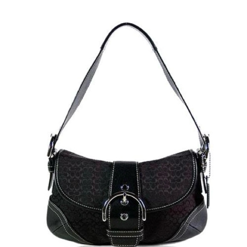 Coach Black Shoulder Bag with Silver Accents